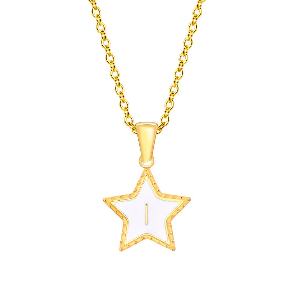 Initial Alphabet A-Z 26 Letter Star Pendant Necklaces for Women,Cute Romantic Stainless Steel Charm Necklace Name Collar Jewelry