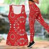 Retro Bedrucktes Yoga-Outfit für Damen Mode Workout Leggings Fitness Sport Freizeit Yoga Set Sportanzug