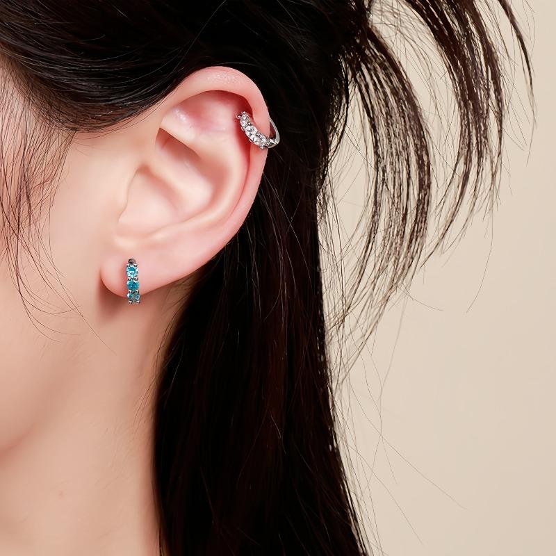 Colorful Zirconia Ear Hoop - Exquisite and Dazzling, Perfect for Protecting Your Ear Holes. Small and Unique Hoop Earrings Without Ear Holes.