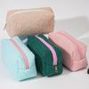 Zipper Plush Cute Large Solid Color Cosmetic Bag Makeup Bag for Women Travel Make Up Toiletry Bag Washing Pouch Pen Pouch