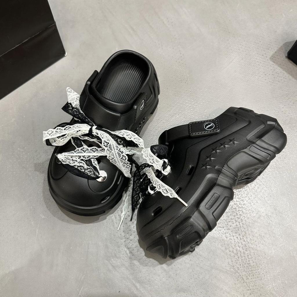 Fashion sandals strap design bag head half slippers popular thick-soled hole shoes women's outer wear ins tide 2025 new models