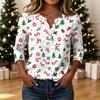 Blusa Feminina Casual com Estampa de Natal de Manga Longa