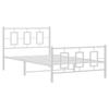 Metal Bed Frame with Headboard and Footboard White 107 X 203 Cm