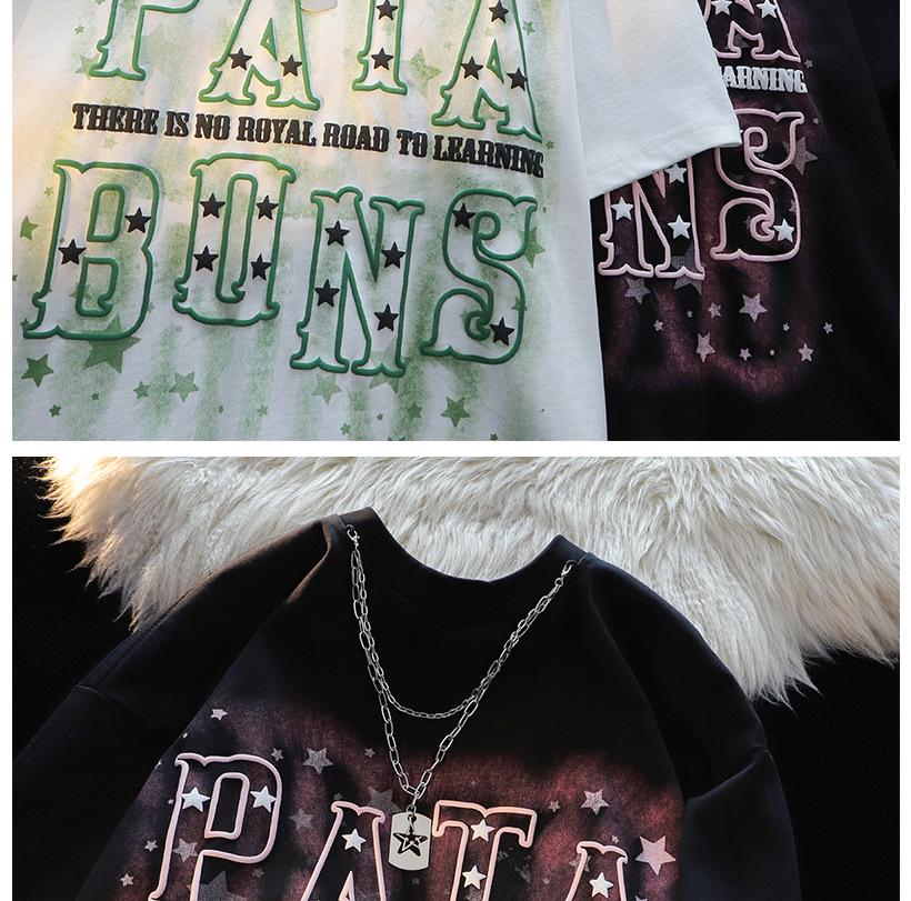 Unisex Star Letter Necklace Graphic Tee - Trendy, Pure Cotton, Loose Fit, Short Sleeve, High Street Summer Style