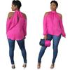 Elegant Ym-8202 Womens Long Sleeve Chiffon T-shirt In Soft Solid Colors For Sweet Style