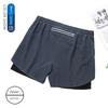 Men's Running Shorts Professional Marathon Track and Field Three-Quarter Length Quick-Dry Inner Lining Pants Sports Two-In-One Design with Phone