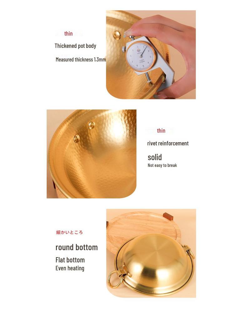 Grote Roestvrijstalen Hete Pot in Koperstijl voor Schaap, Lam en Vis