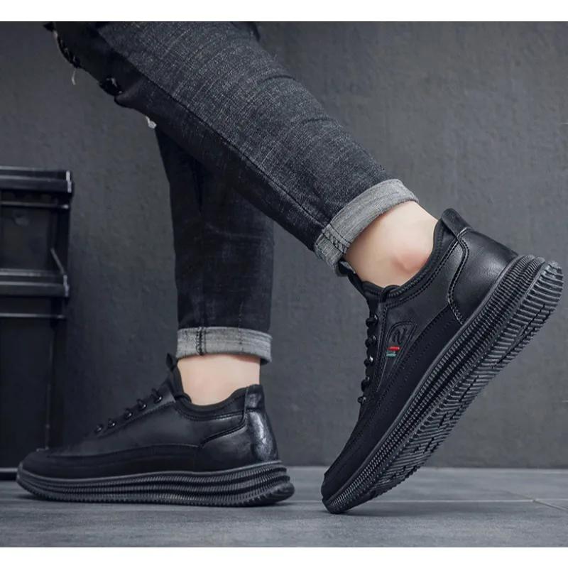 Fashion Brand Men's Casual Shoes High End Genuine Leather Loafers Elasticity Soft Sole Walking Shoes Comfortable Driving Shoes