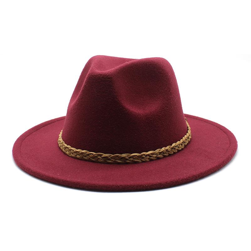 Woolen Jazz Hat Retro Classic Flat Hat Big Eaves Hat Top Hat Felt Hat