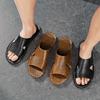 Men Slippers Handmade Simple Flats Sandals Outdoor Summer Brown Black Slide Slippers Open Toe Beach Shoes Plus Size