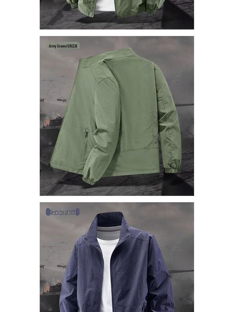 Męska Wodoodporna Kurtka - Wiosna/Jesień, Codzienny Sportowy Top, Stójka, Szybkoschnąca, Lekka.