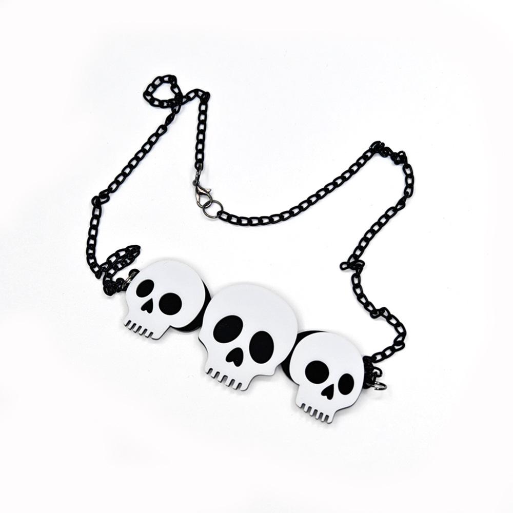 Acrylic White Skull Necklace: Unisex Halloween Sweater Chain