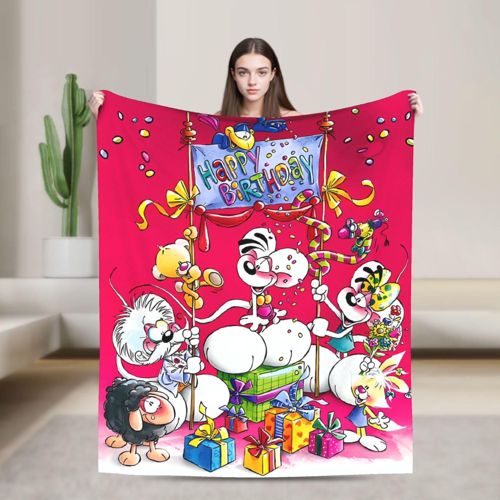 Diddl Happy Birthday Blanket Quality Super Warm  Throw Blanket Winter Child Outdoor Novelty Bedspread 75x90cm