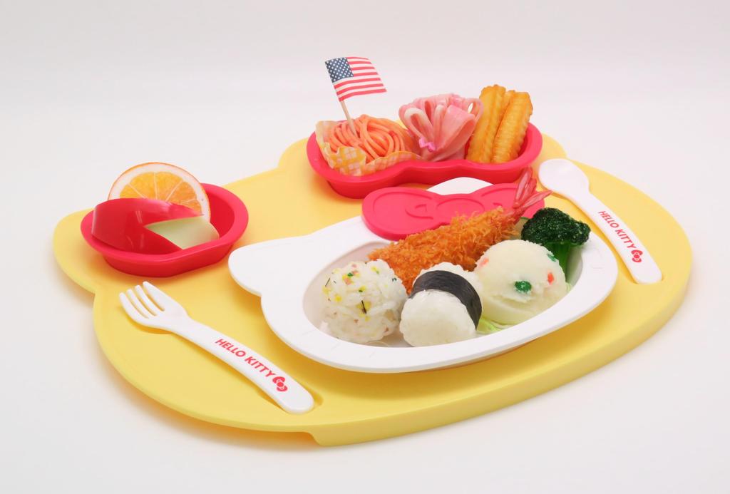 OSK Hello Kitty Plate Made in Dishwasher Stylish and Cute for Girls and Includes and Fork Set, Japan, Safe, Children, Plate, Spoon, (KP-18)
