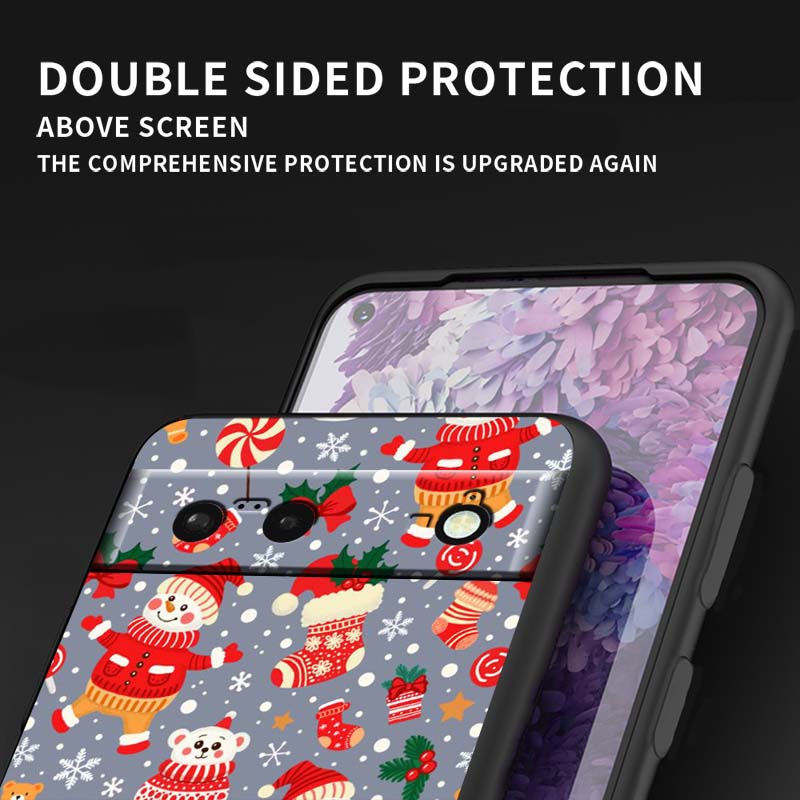 Christmas cartoon pattern Phone Case For Google Pixel 10 9a 9 8A 8 7 7A 6 6A Pro XL 2024 5G Black Soft TPU Silicone