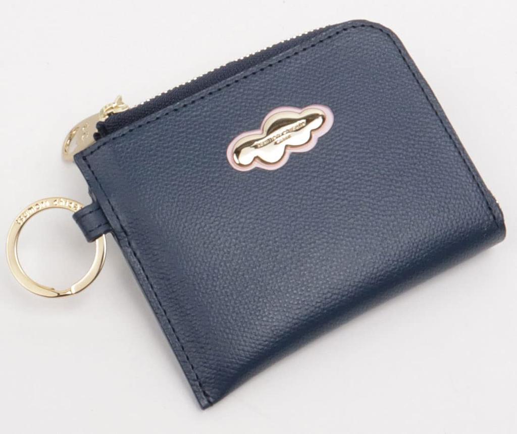 Tsumori Chisato Cloud Logo Mini Wallet, Navy, L-Shaped Zipper, Compact Wallet