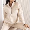 Spring and Autumn Fashion Casual Hooded Sweatshirt Two-piece Set Long Sleeve Solid Color Fleece Retractable Feet Casual Set