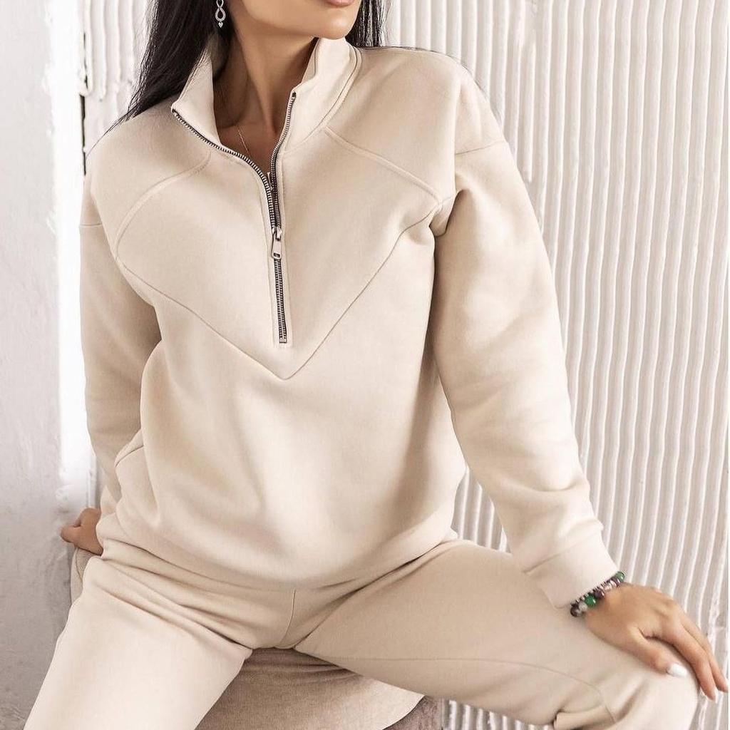 Spring and Autumn Fashion Casual Hooded Sweatshirt Two-piece Set Long Sleeve Solid Color Fleece Retractable Feet Casual Set