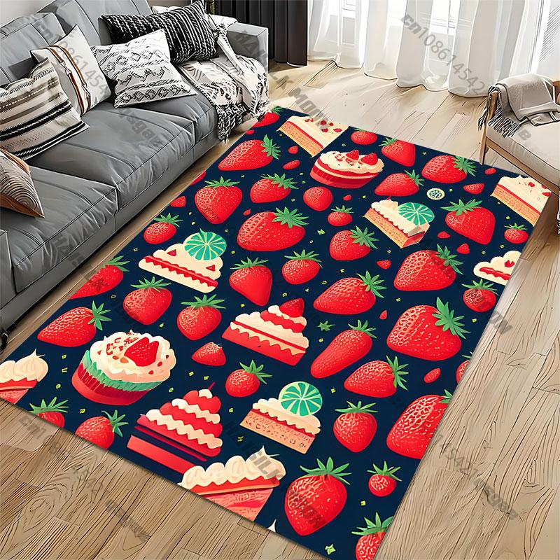 Strawberries desserts colorful pattern carpet Yoga living room room decor children's crawling mat doormat area rug