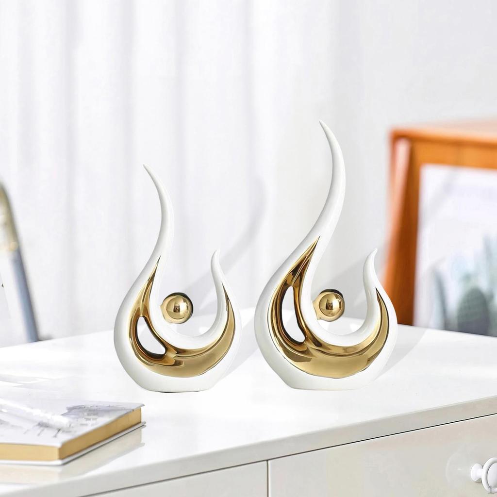 2 Pieces Abstract Art Statue Artwork Fine Workmanship Home Decoration Resin Figurine Modern