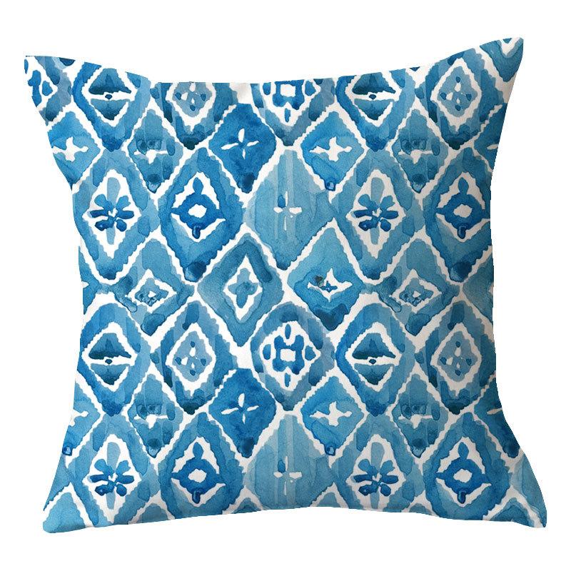 Simple New Blue Geometric Plush Pillowcase Home Fabric Sofa Pillow Cushion Cover Design