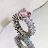 New Ladies  Accessories Aquamarine Gold Morgan Pink Morsan Diamond High carbon Zircon Ring