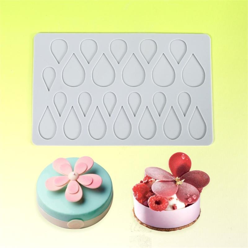 Flexible Silicone Mould With Petal And Water Drop Design Heat Resistant Baking Tool Petal Fondant Mould For Dessert Craft