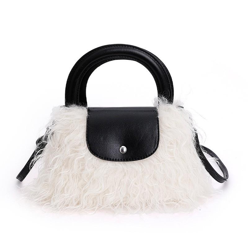 

Super Popular Niche Plush Bag Women Ins Style High-quality Portable Fluffy Cute One-shoulder Cross-body білий