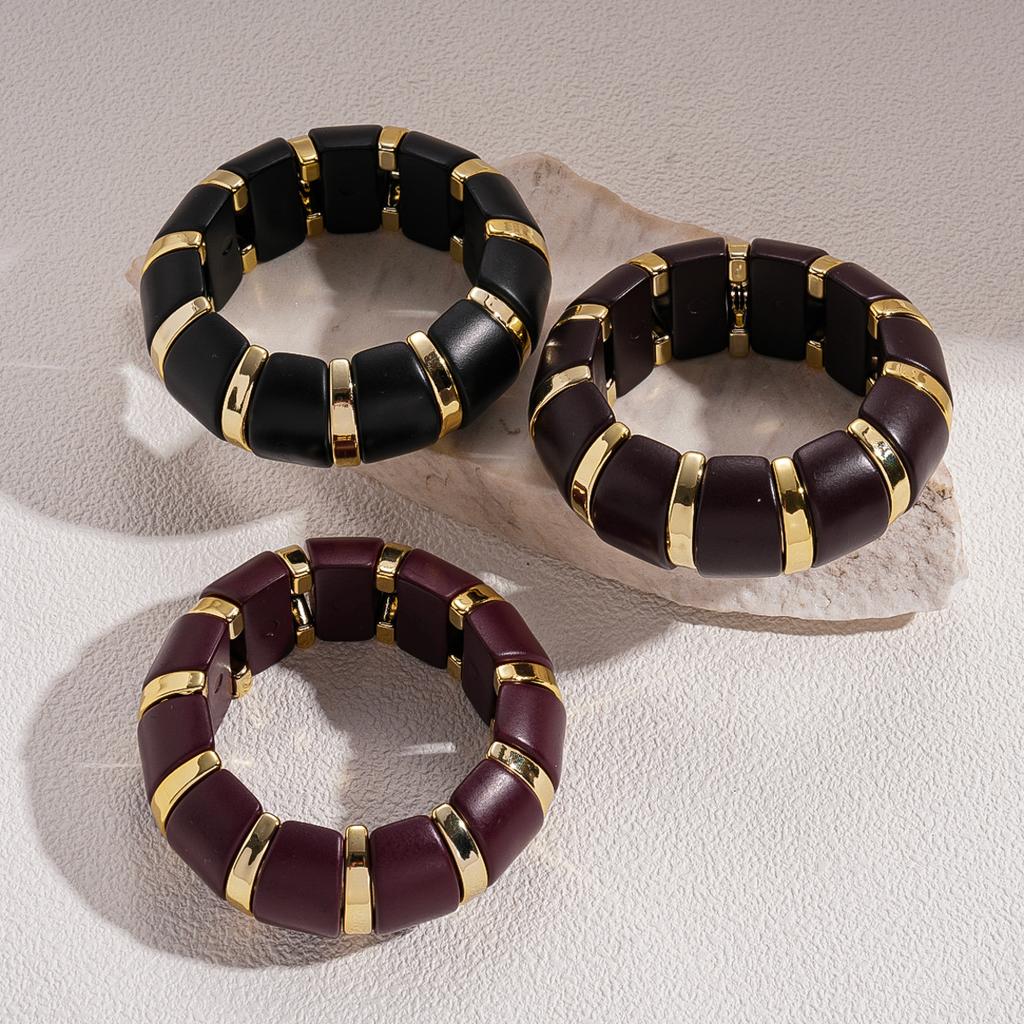 Exaggerated personalized acrylic oval elastic rope splicing bracelet ethnic style jewelry