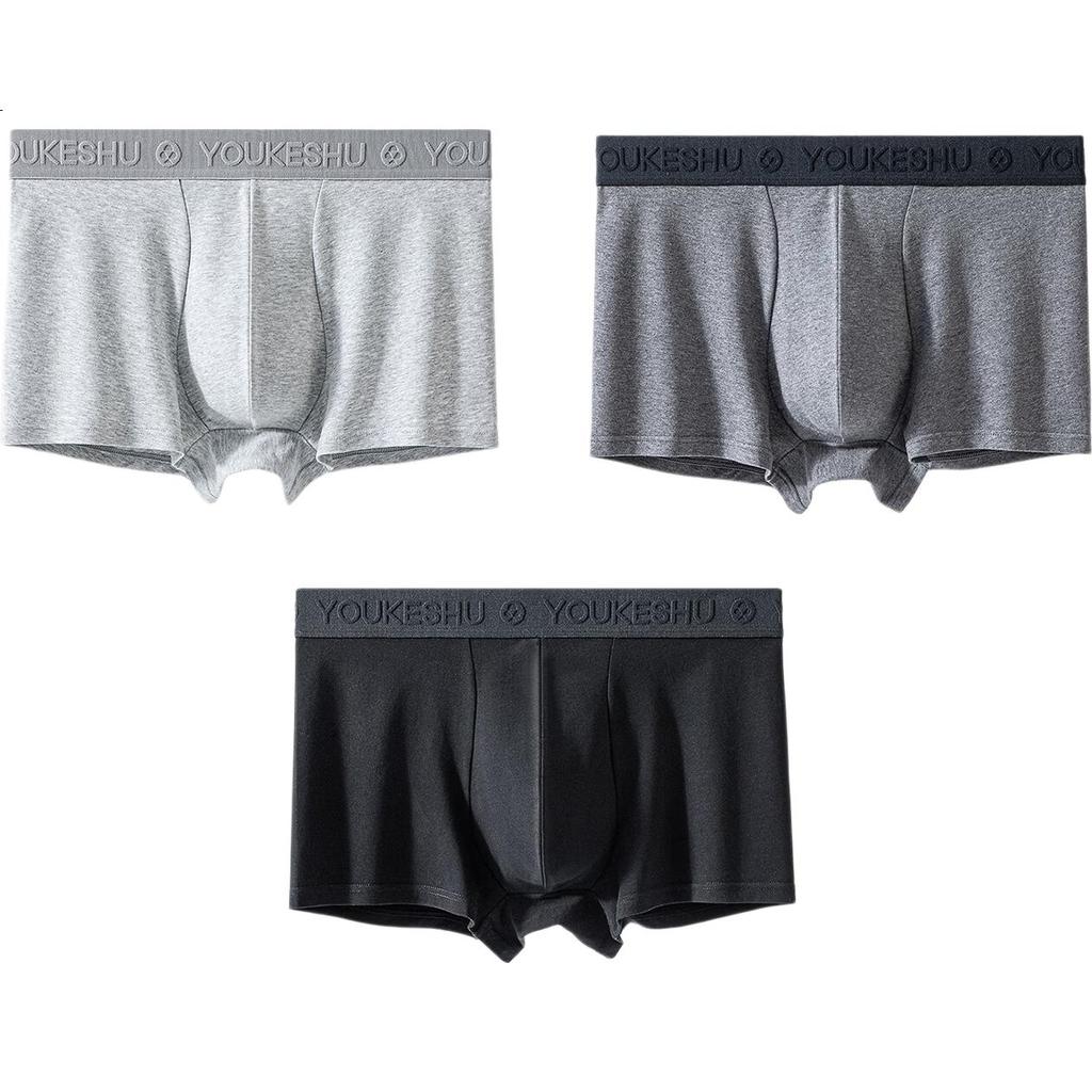 YOUKESHU Men's Underwear, Pure Cotton, 10A Antibacterial Crotch, Cool And Breathable, Loose And Comfortable, Skin-Friendly, Boxer Briefs And Shorts