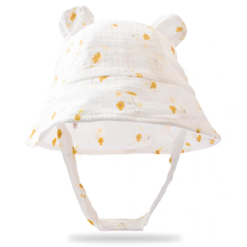 Summer Baby Bunny Ear Sun Hat - Printed Gauze Fisherman Hat for European & American Children