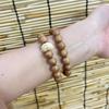 Chinese-Style Natural Peach Wood Double Circle Bracelet - Versatile Wenwan Accessory for Women & Couples.
