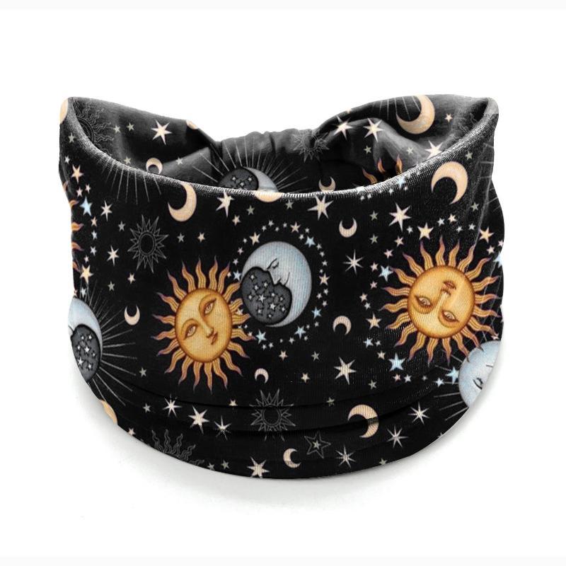 Vintage Boho Flower Print Headbands Women Wide Twist Knotted Elastic Hair Bands for Date Night Casual Outings