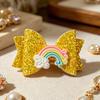 Girl Hairpin Three-Dimensional Bow Shape Rainbow Gradient Color Glitter Hair Clip Side Bangs Party Hair Accessory