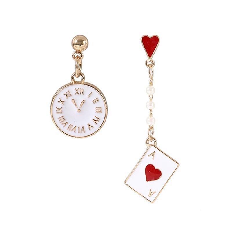 

Милые Романтические Фэнтези Алиса в Стране Чудес Металлическая Эмаль Кролик Часы Покер Мультяшный Иконка Вечеринка Модная Бижутерия Аксессуары для Одежды 1Pair белый