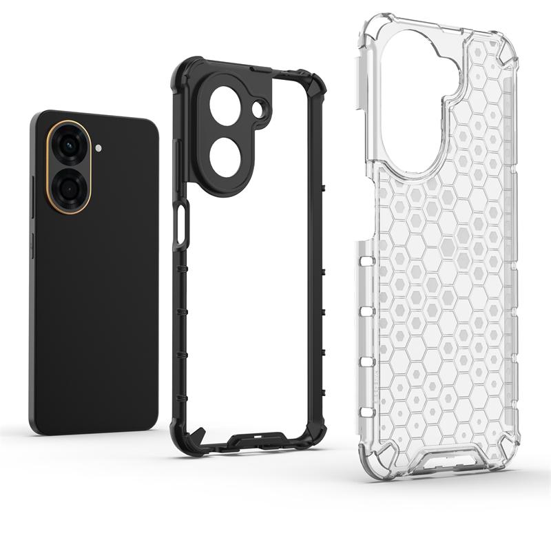 Shockproof Transparent Case For Xiaomi Poco C71 Honeycomb Armor PC Full Back Case For Poco C71 Case Cover For Poco C71 6.88 inch
