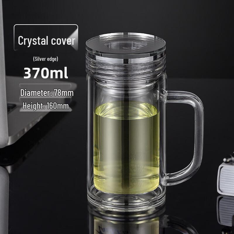 MINGHUI 370ml Double-Wall Borosilicate Glass Office Mug
