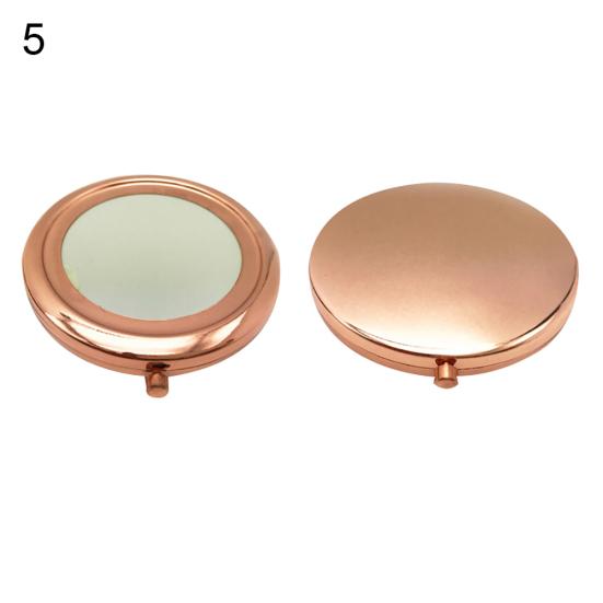 Tragbarer einfarbiger metallischer runder Make-up-Pop-up-Taschenspiegel mit doppelter Seite