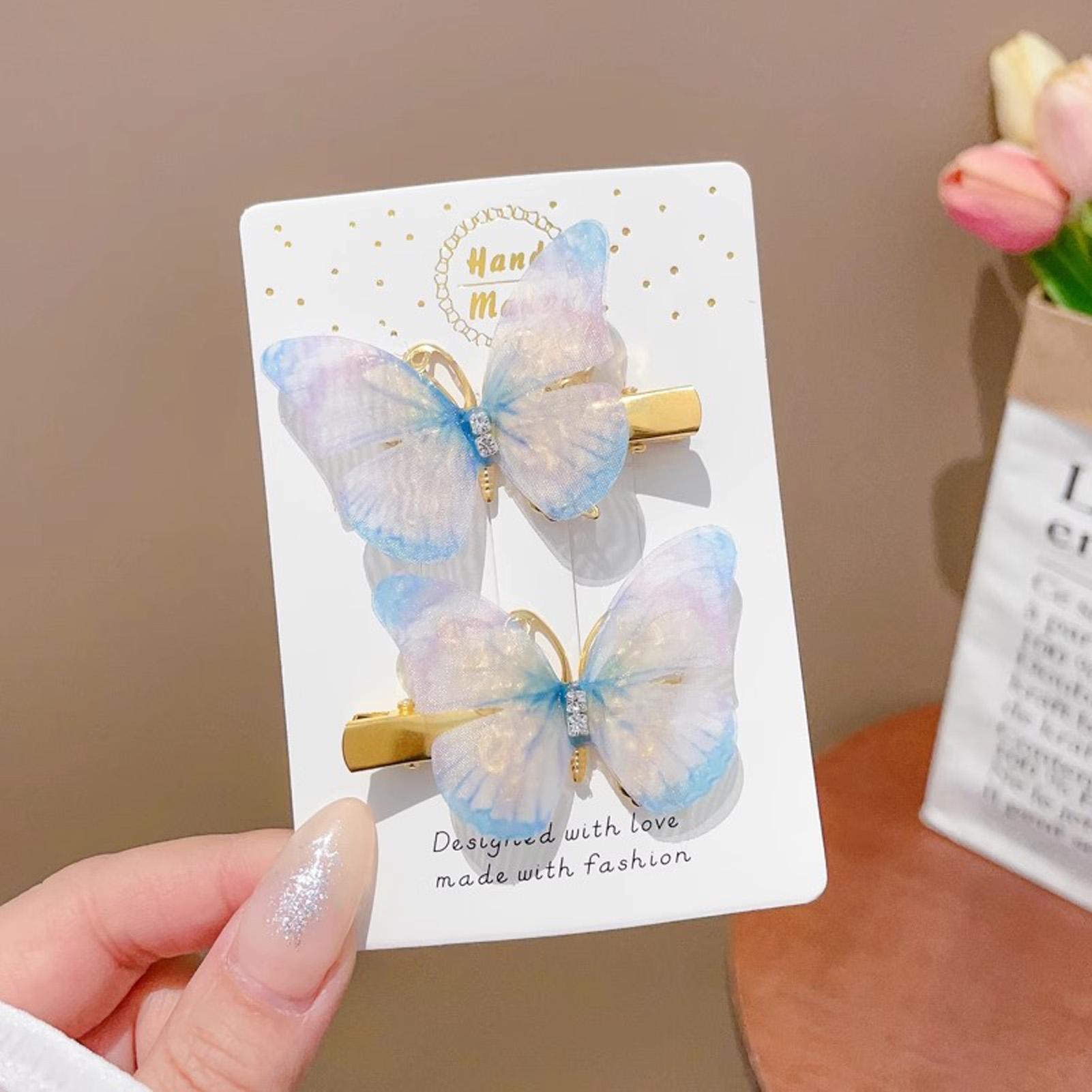 Fairy Butterfly Hair Clips Retro Chinese Style Rhinestone Butterfly Hairpin Trendy Metal Jewelry Hair Accessory For Women Girls