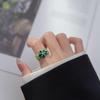 Cute Green Five Petals Flower Ring For Women Glue Dispensing Adjustable Open Ring Handmade Zircon Unisex Accessories Girl Gift
