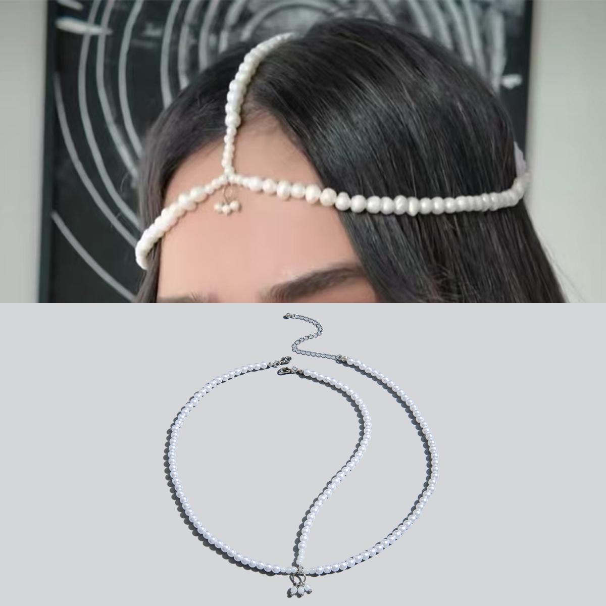 

Новий Літній Пляжний Відпочинок Барвистий Ланцюжок для Голови з Рисових Намистин Жіночі Прикраси Елегантний і Простий Кулон з Раковини Перлова Головна Прикраса