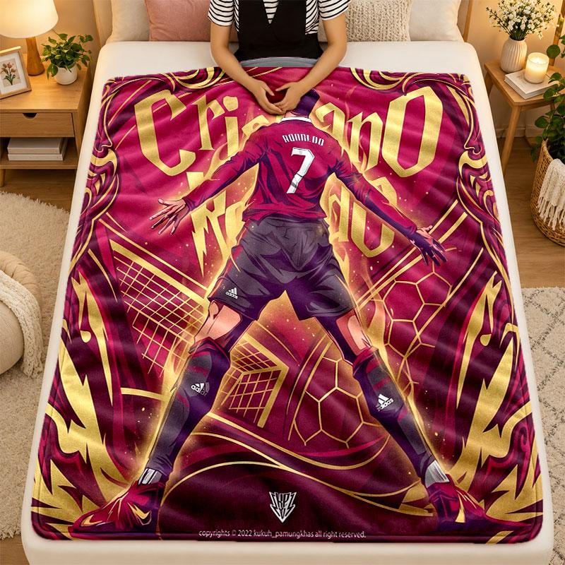 Flannel BlanketCristiano Ronaldo Warm Soft Throw Blanket for Indoor Sofa Bed Living Room Use