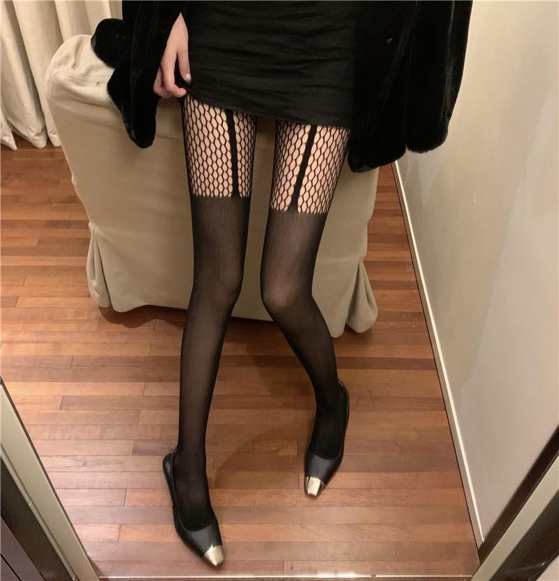 Women's Sexy Patterned Slim Fit Fishnet Pantyhose Long Mesh Socks Transparent Body Stockings Nylon Tights for Ladies