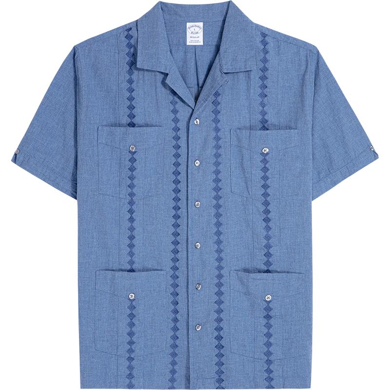 

Brooks Brothers Men s Pure Cotton Cuban Collar Embroidered Resort Shirt S