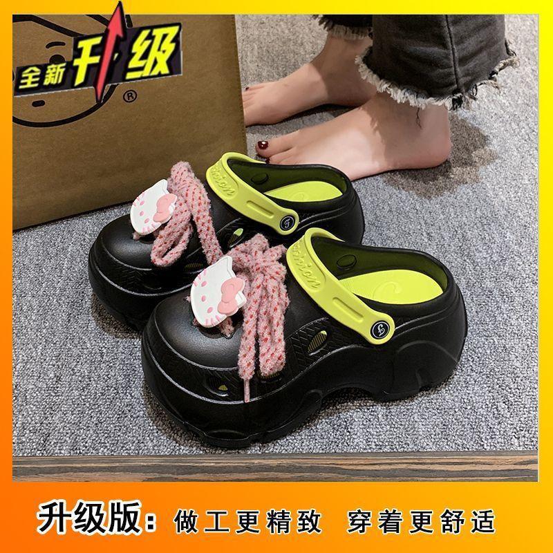 Fashion Versatile Thick-soled Bag Head Soft-soled Cool Slippers Women 2025 Summer New Outer Wear Internet Celebrity Explosion Hole Shoes Women