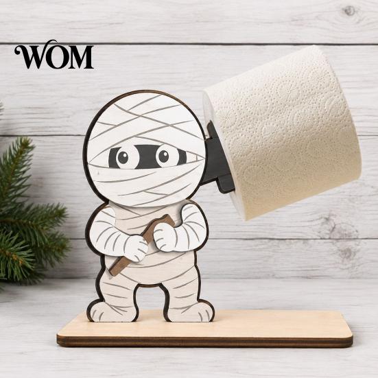 Halloween Paper Towel Holder 2Pcs Holder, Cartoon Animal Tabletop Roll Dispenser, Wooden Creative Holiday Desktop Decor Tissue Stand for Kitchen