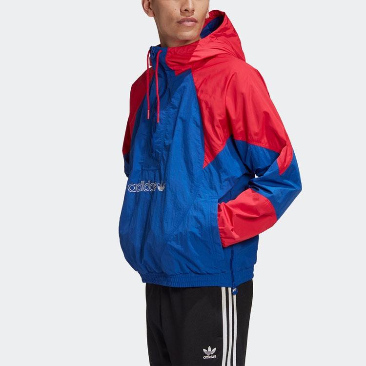 Adidas Originals Trefoil Outdoor Winddichte Colorblock Sport Zip-Up Kapuzenjacke Herren Oberbekleidung Blau GE6239