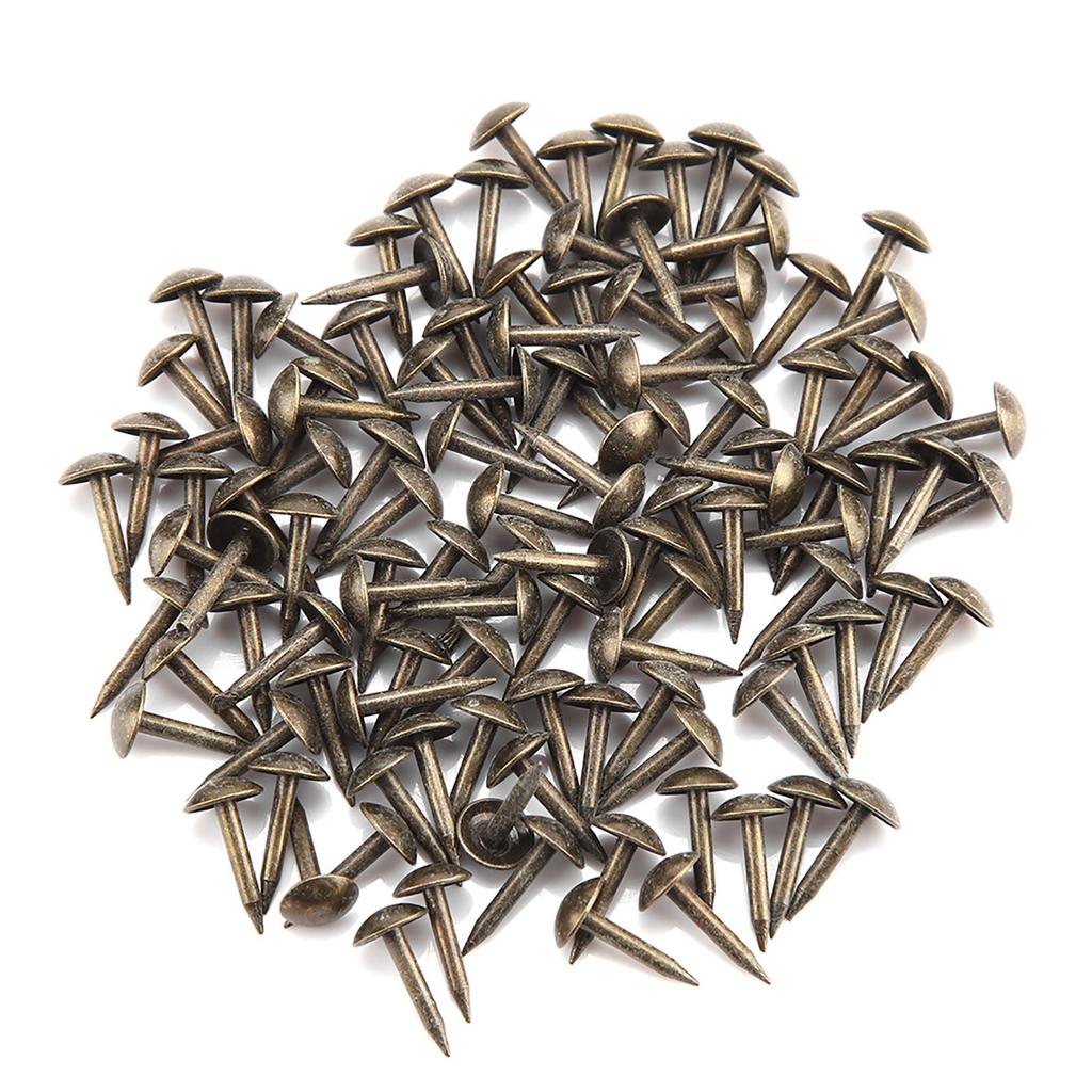 100pcs Thicken Iron Staples Nails Fasteners for Furniture Drum Wooden Door (6 * 12mm)