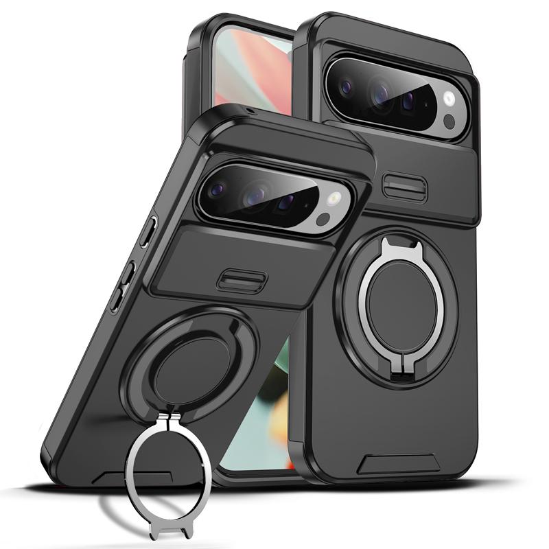 For Google Pixel 10 Pro 10 Pro XL Case Heavy Duty PC+TPU Ring Car Mount Magnetic Stand Slide Camera Cover