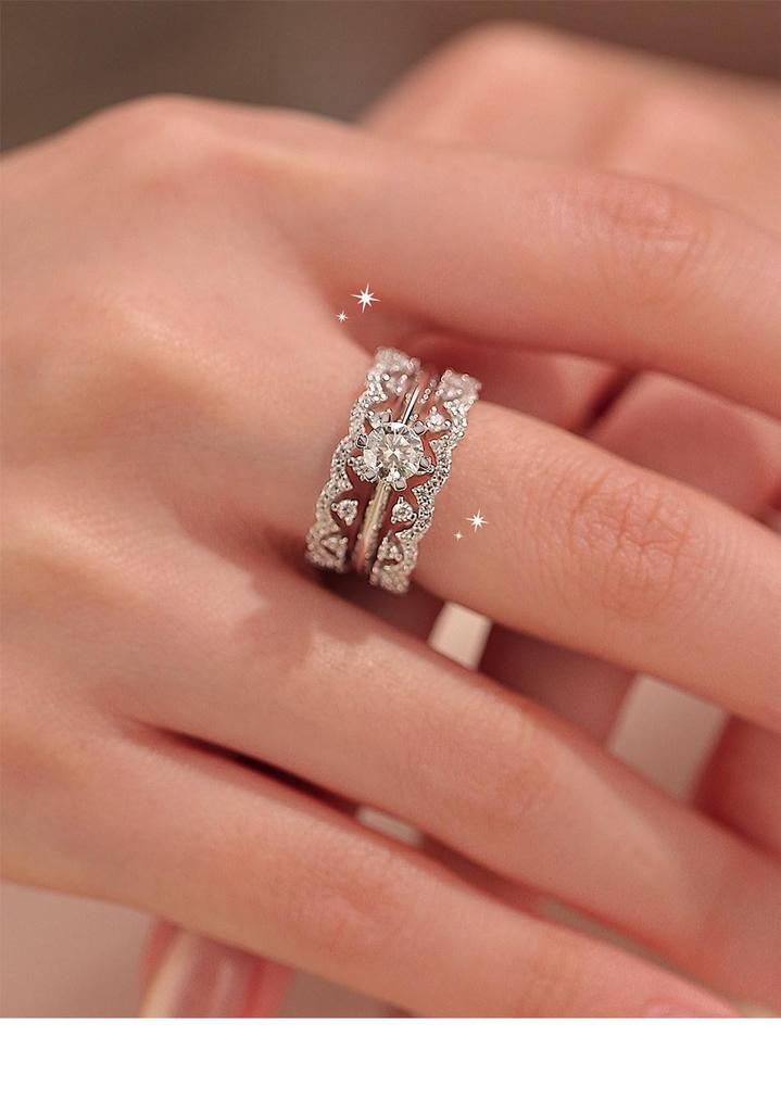 Zirconia Rhinestone Lace Ring: Retro Light Luxury, Exquisite Fashion Jewelry for Women